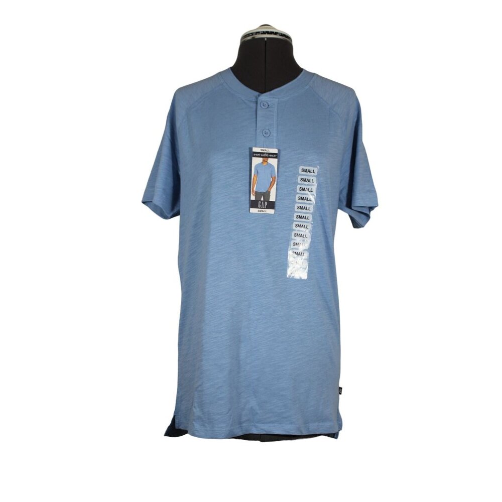 Gap men's light‎ blue short sleeve pullover henley shirt S